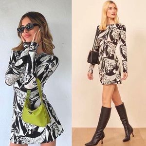 Reformation “Kenmare Persephone Print Mini Dress”